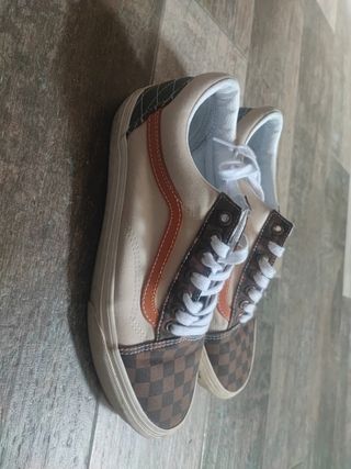 Zapatillas Vans Hombre Beige/Marrón Cuadros