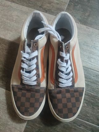 Zapatillas Vans Hombre Beige/Marrón Cuadros