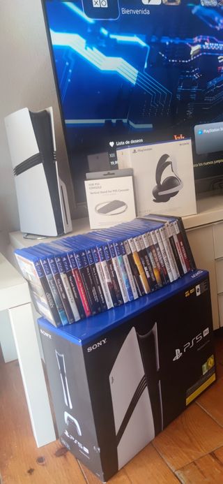 PlayStation 5 Pro+Juegos+Lector de Discos+Base.