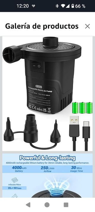 Bomba de Aire Eléctrica Recargable Dr.meter