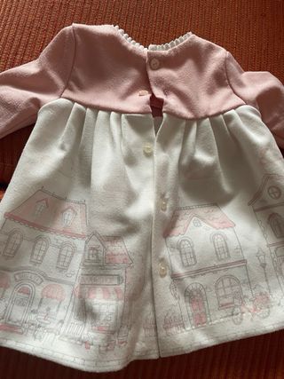 Vestido niña rosa y blanco estampado