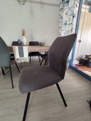 Conjunto 6 sillas comedor tela gris