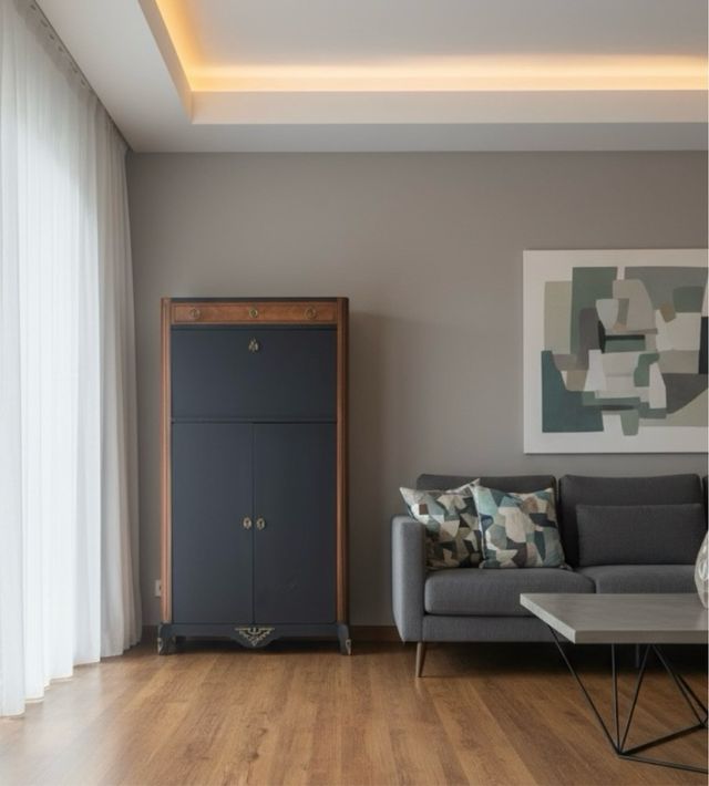 Aparador de madera negro y marrón