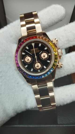 Reloj Seiko Mod Daytona Oyster Rose Gold Rainbow