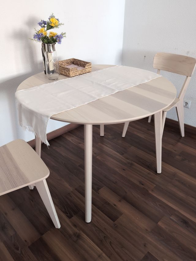 Mesa redonda madera clara Ikea "LISABO"