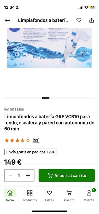 Gre Electric Vac Limpiafondos Piscina