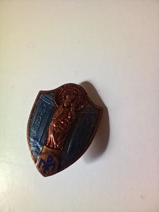 Medalla antigua Virgen del Pilar esmaltada