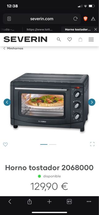 Horno Tostador NUEVO Severin 20L 1500W
