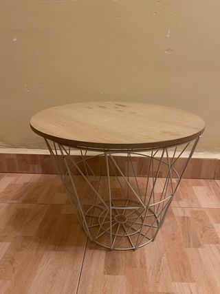 Mesa auxiliar redonda madera y metal