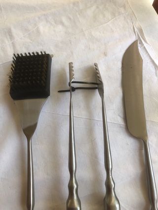 Juego Utensilios Barbacoa Madera acero inoxidable
