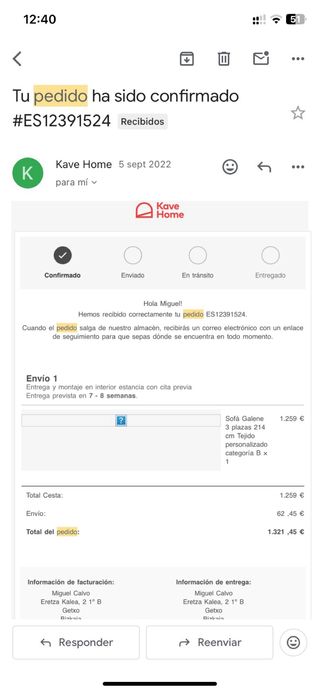 Sofá Kave Home Galene blanco