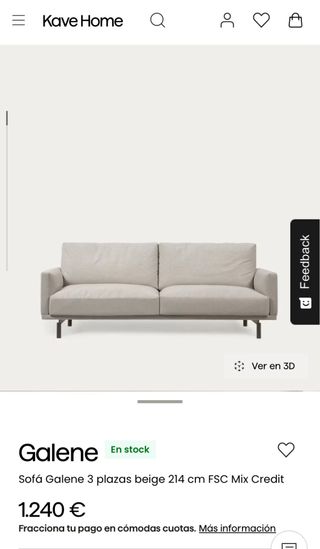 Sofá Kave Home Galene blanco