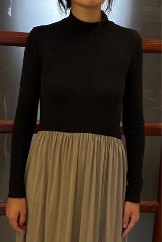Abito con lounghette nero e beige