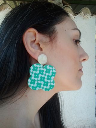Pendientes años 60, pendientes estampados, hippie