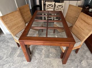 Conjunto Comedor BANAK Madera y Cristal