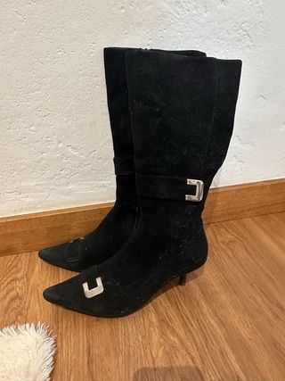 Botas de ante negras talla 38 kitten heel