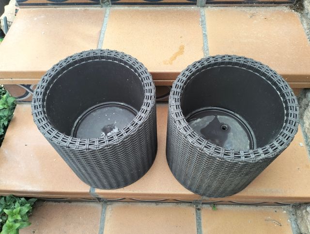 2 Maceteros Mimbre Marrón Leroy Merlin