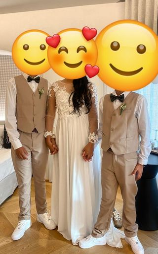 Traje niño beige T12/16 y vestido novia