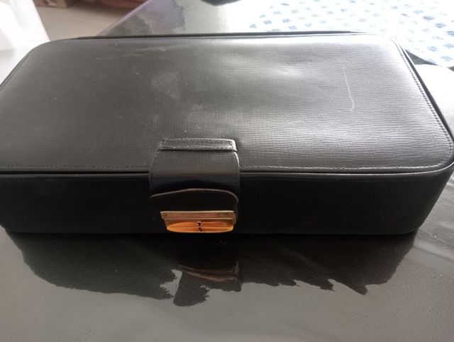 Set accessori persona pelle marrone oro