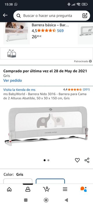 Barrera Nido Baby World Gris