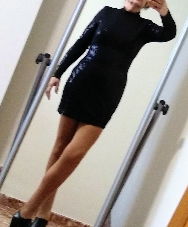 Vestido fiesta lentejuelas negro