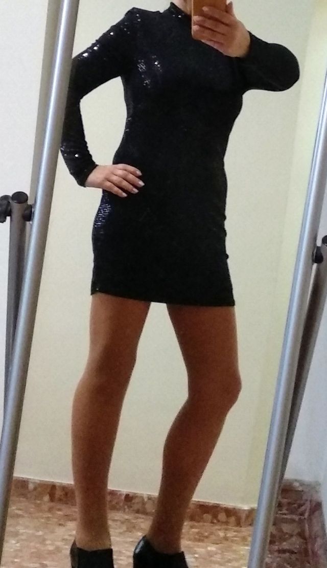 Vestido fiesta lentejuelas negro