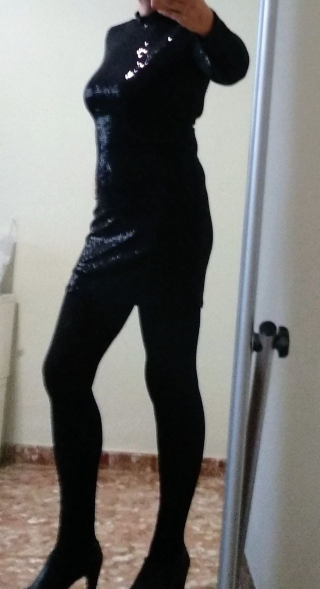 Vestido fiesta lentejuelas negro