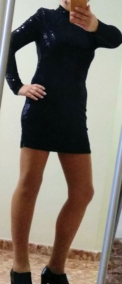 Vestido fiesta lentejuelas negro