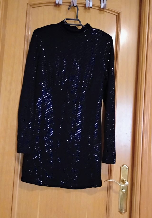 Vestido fiesta lentejuelas negro