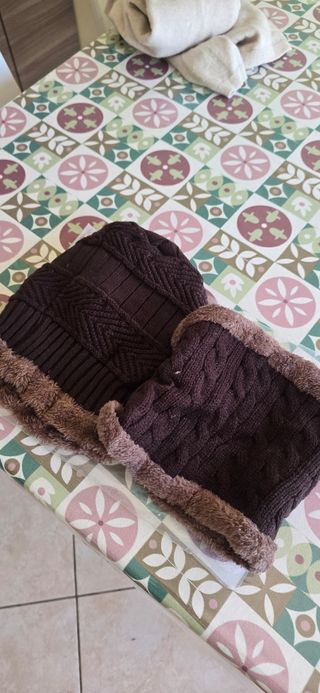 Completo cappello + fascia SONG TING marrone