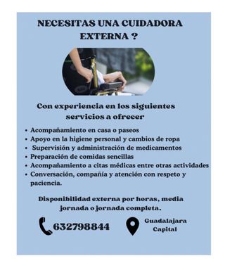 NECESITAS CUIDADORA EXTERNA? OFREZCO MI SERVICIO
