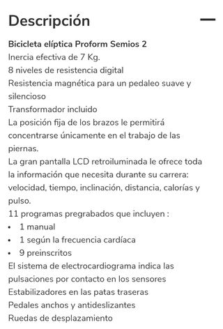 Bicicleta Elíptica Proform Semios 2