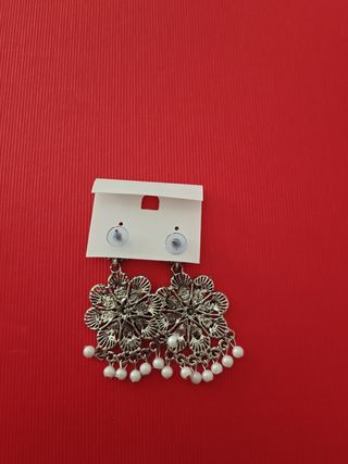 Pendientes flor plata y perlas