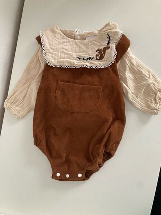Ropa bebé - Conjunto de pelele marrón con camisa
