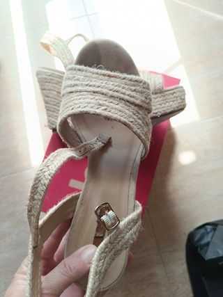 Zapatillas esparto cuña beige talla 37