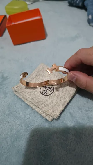 Pulsera Hermès Clic H Oro y Blanco