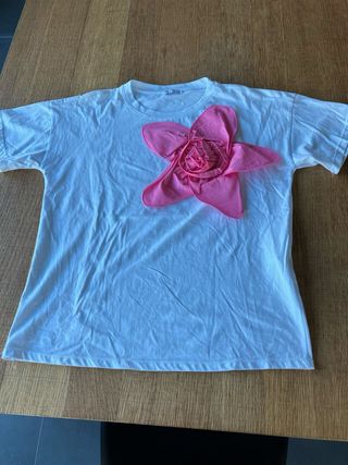 Maglietta bianca con fiore rosa Civico 1 taglia L