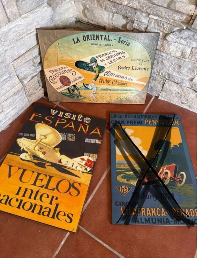 Lote 2 cuadros vintage: España y Aviones