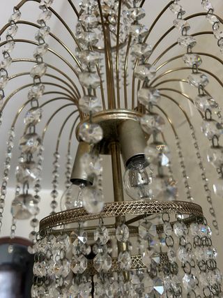 Coppia lampadari oro e cristallo 