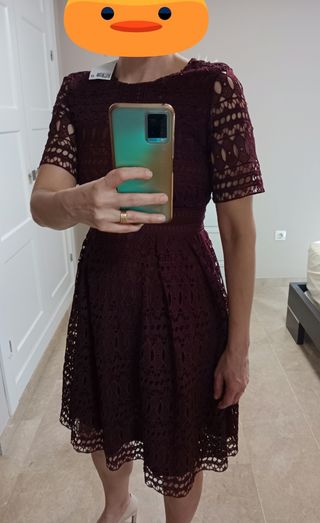 Vestido H&M encaje burdeos talla XS