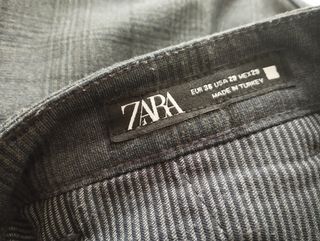 Pantalón Zara Gris Cuadros