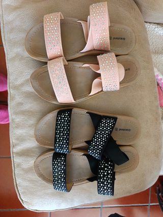 Sandalias Graceland niña negras y rosas