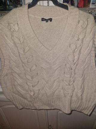 Chaleco de lana C&A beige talla s