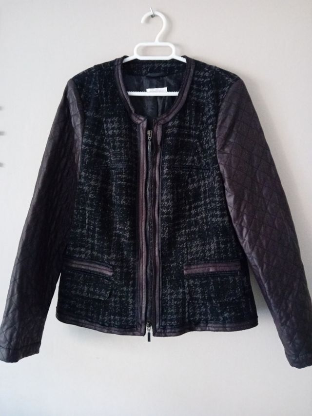 Chaqueta tweed y polipiel