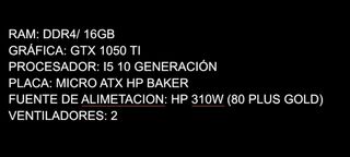 PC HP i5 10ª Gen GTX 1050 Ti 16GB RAM