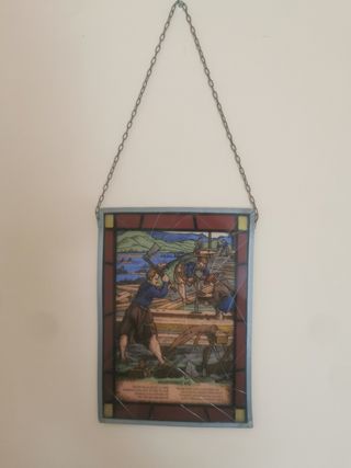 Antico quadro piombo su vetro