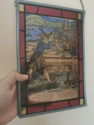 Antico quadro piombo su vetro