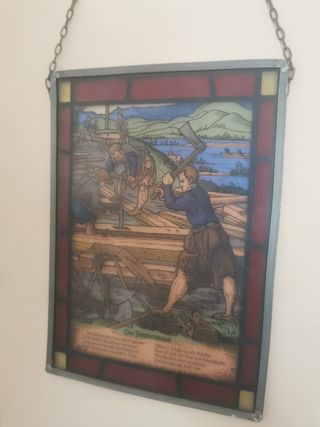 Antico quadro piombo su vetro