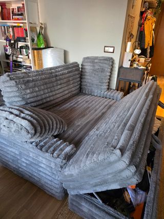 Sofá Cama con divan Gris y arcón para almacenaje