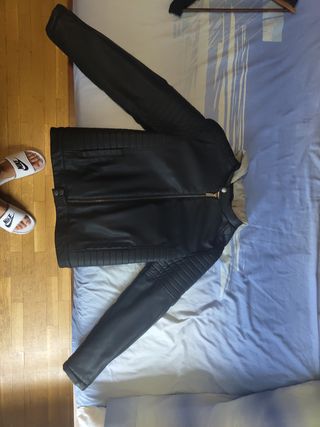 Chaqueta de cuero El Corte Inglés Negra